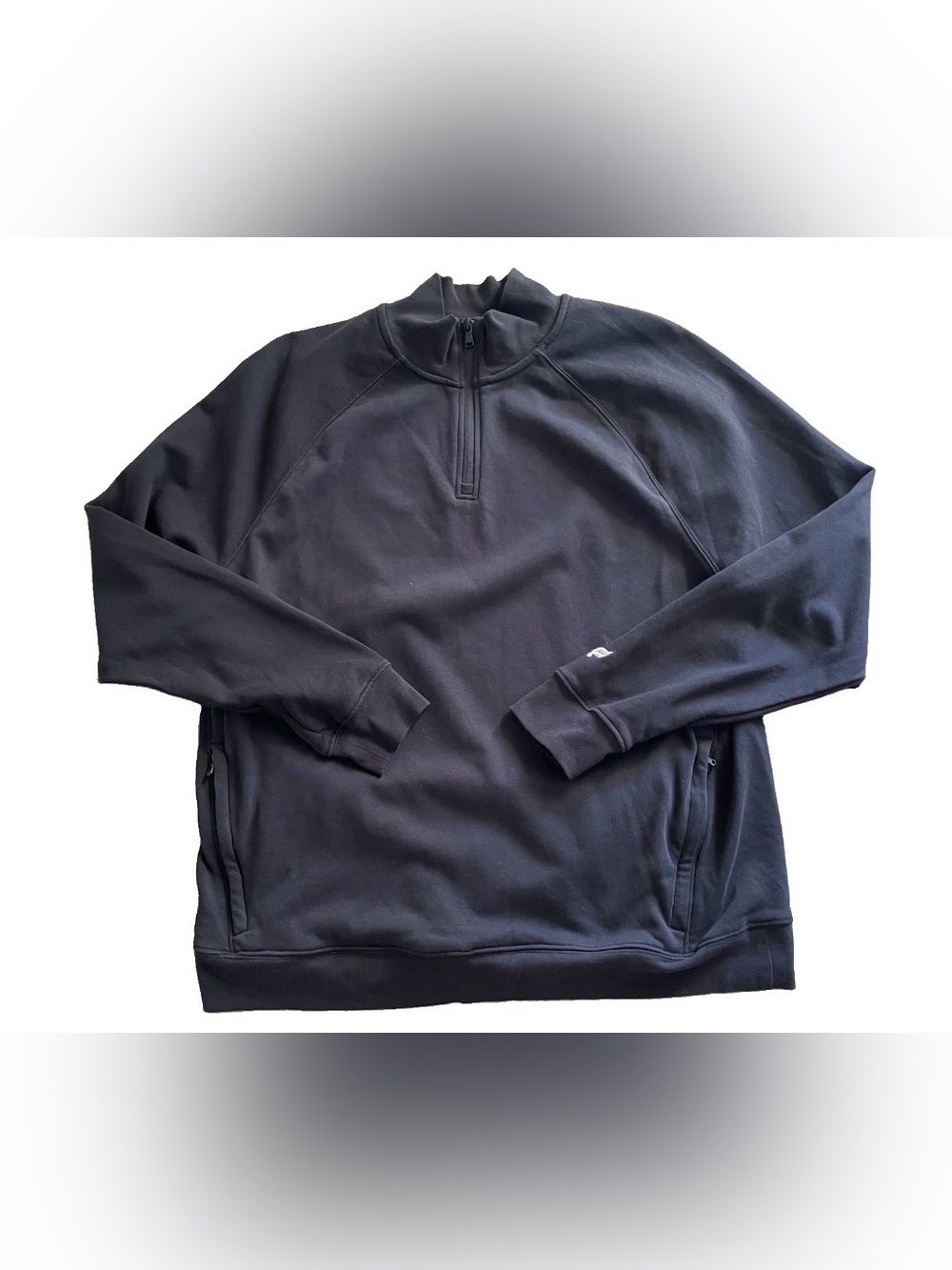 FABLETICS Men's Black Quarter Zip Pullover Sweatshirt With Zippered Pockets XL